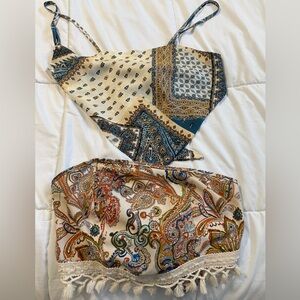TWO PACK Bohemian Paisley Crop Top